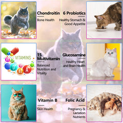 Uruses cat vitamin drops mixed with food for convenient administration.