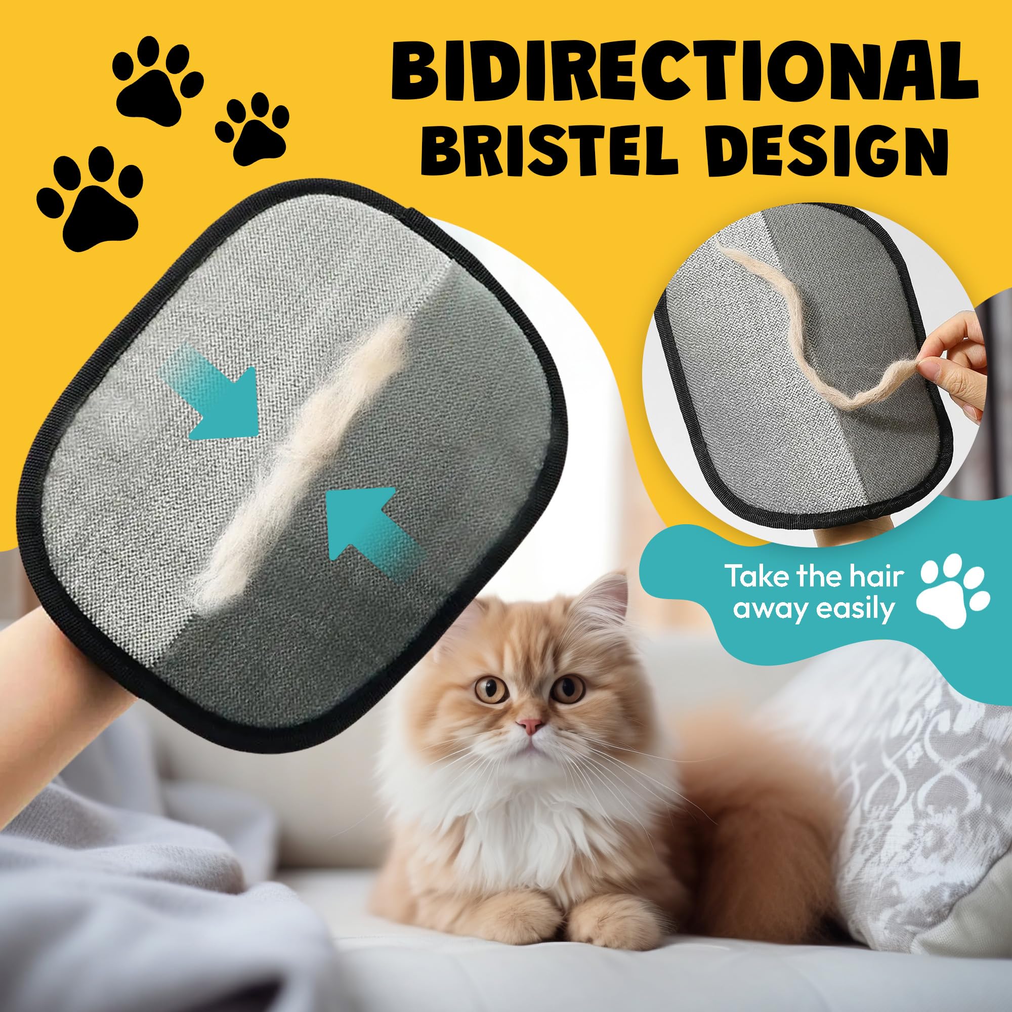 USAYEGH pet hair remover gloves electrostatic closeup showing hair attraction without chemicals