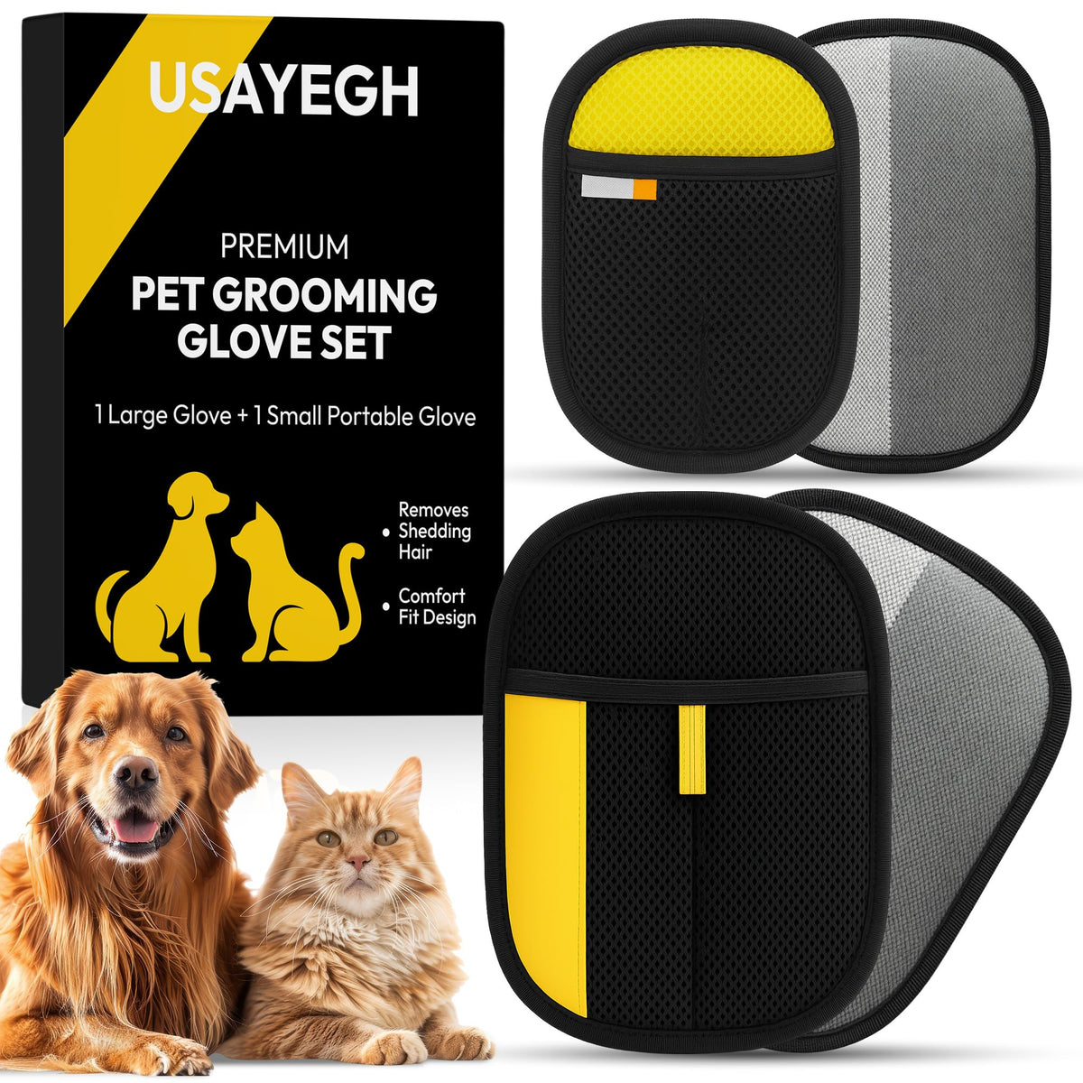 USAYEGH pet hair remover gloves large on sofa for quick fur removal