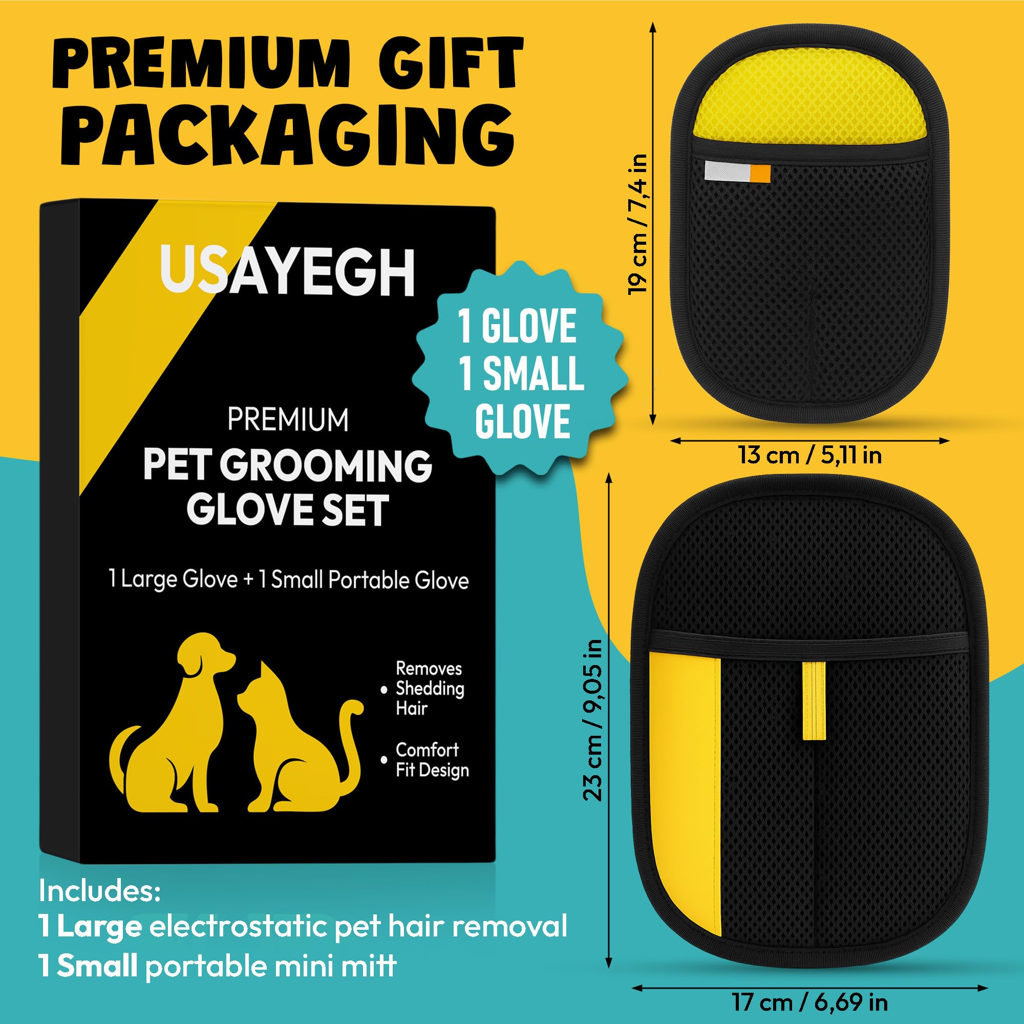 USAYEGH pet hair remover gloves used in laundry for fabric fur removal