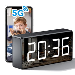 USBRMT 4K WiFi Camera Clock front view showing compact design for living room monitoring