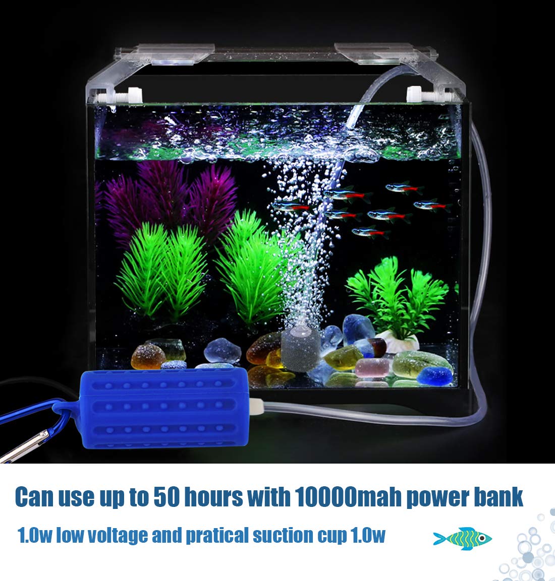 Useekoo dark-blue nano pump with USB power, ideal for nano tanks.
