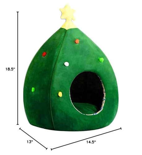 Ushang Pet Christmas Tree Cat Bed suitable for small dogs and rabbits with burrowing instincts.