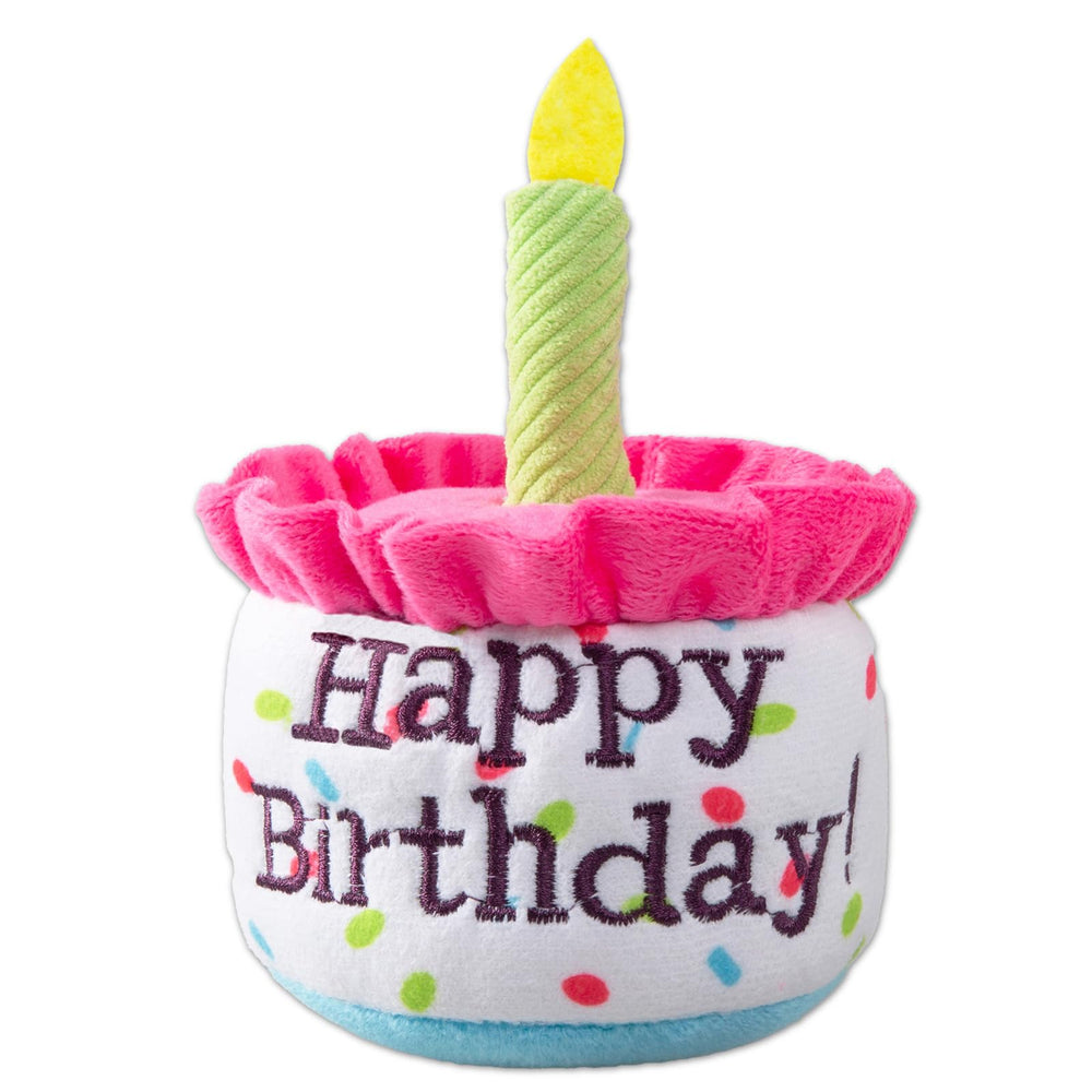 Ushang Pet Happy Birthday Cake catnip toy pink for playful kittens and party fun