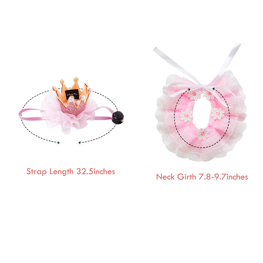 Ushang Pet holiday photo set with pink crown and lace