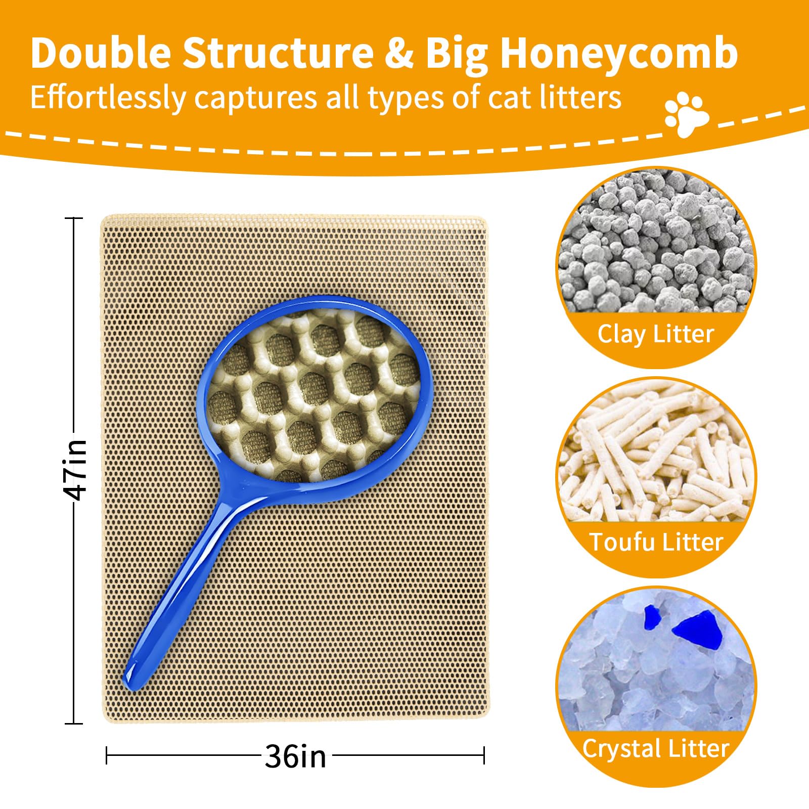 USHARP cat litter box mat 47x36 folded storage demonstrates space-saving option.