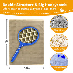 USHARP cat litter box mat 47x36 folded storage demonstrates space-saving option.