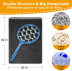 USHARP Cat Litter Mat reveals grid design that reduces floor litter spread.