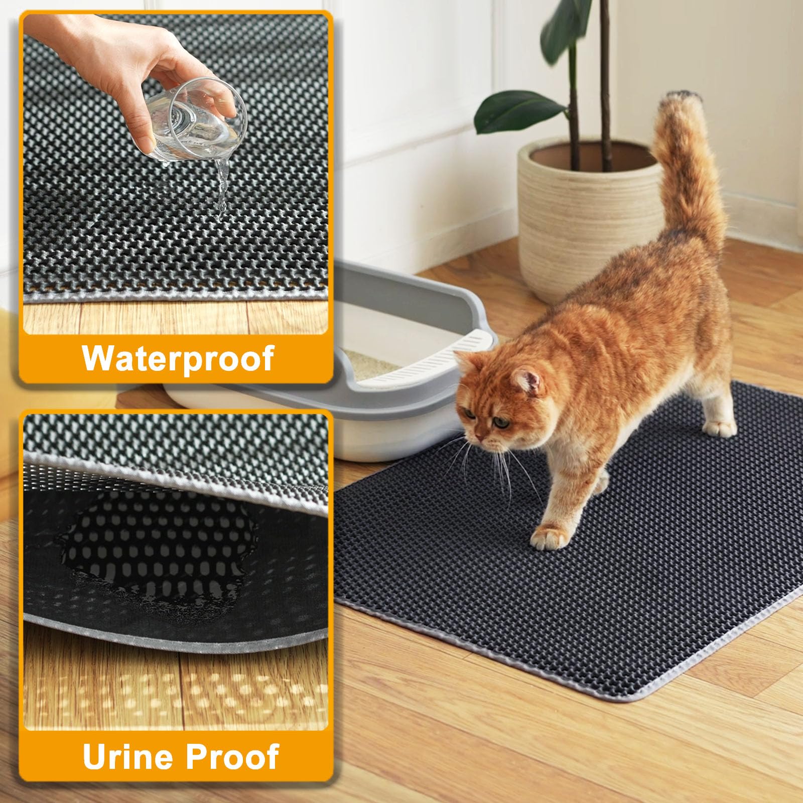 USHARP cat litter mats extra-large foldable storage folds compactly for travel and storage