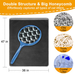 USHARP cat litter mats extra-large waterproof bottom layer prevents urine from reaching floors