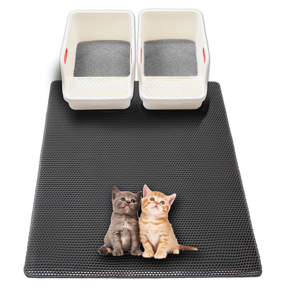 USHARP extra-large litter mat top view highlights wide coverage for multi-cat homes