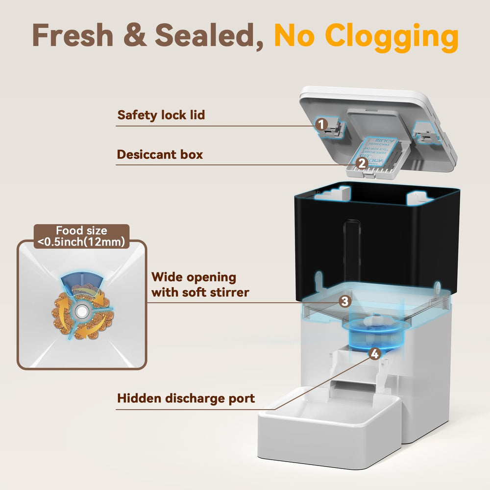 UTCG feeder 8L capacity indicating fewer refills for medium dogs