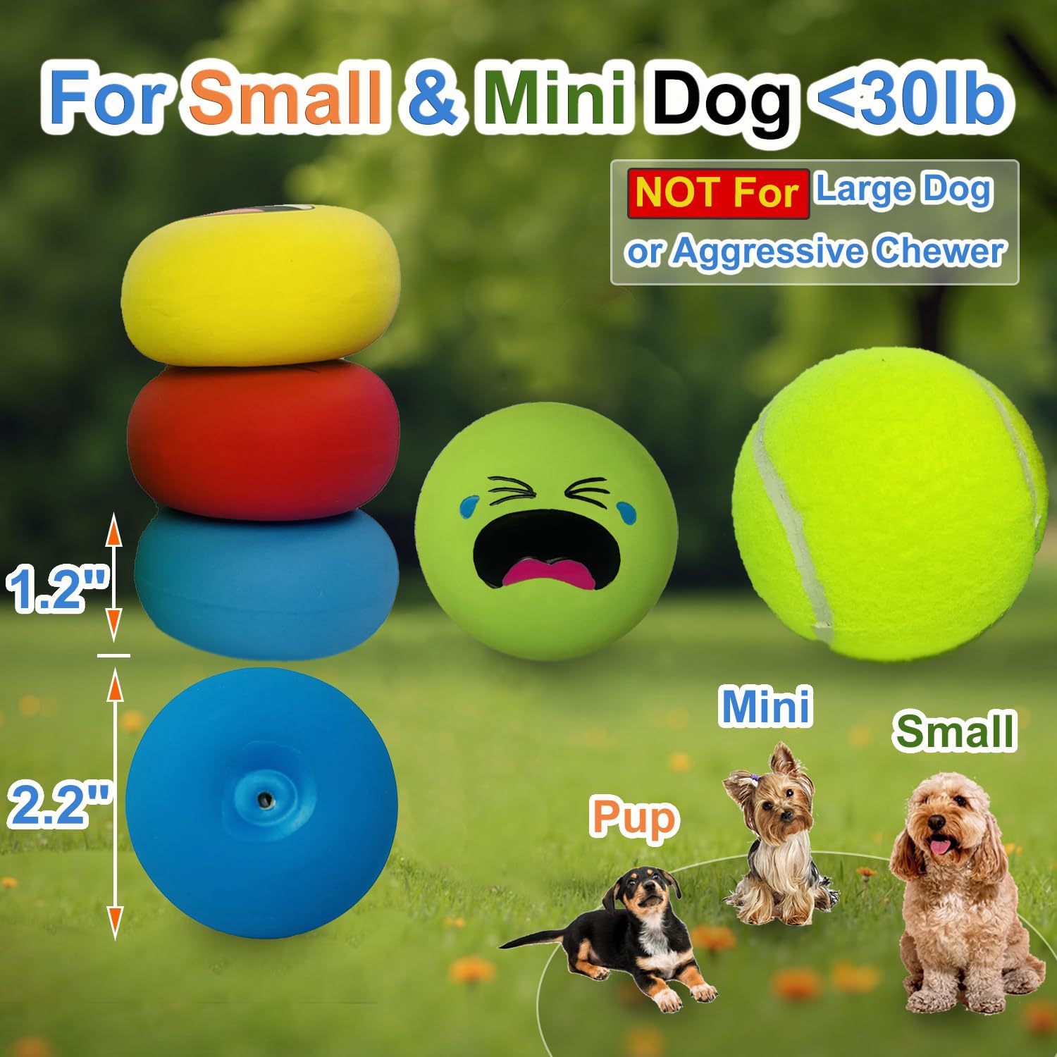 UTOMING 4-pack dog toys set – compact design perfect for small breeds' daily fetch sessions.