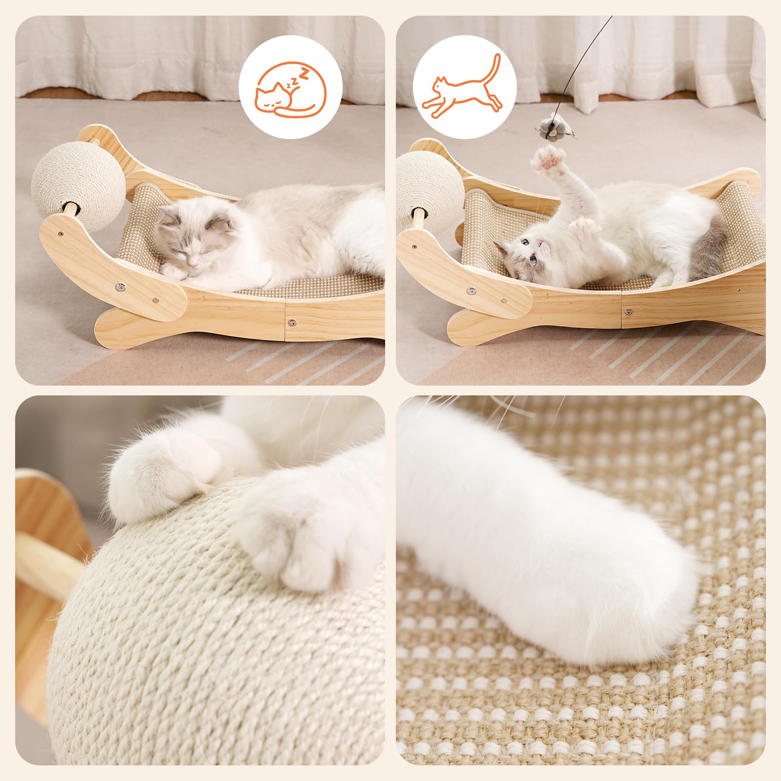 UUig cat scratcher bed placed in a cozy home setting for easy adoption