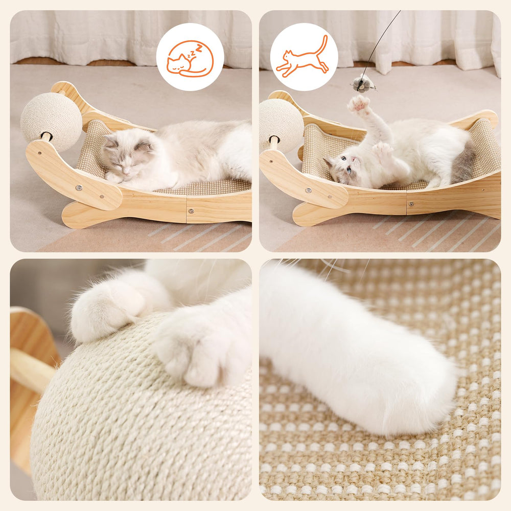 UUig cat scratcher bed placed in a cozy home setting for easy adoption