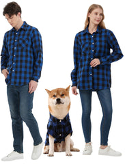 UUREED dog plaid shirt front view with classic check pattern for park outings.