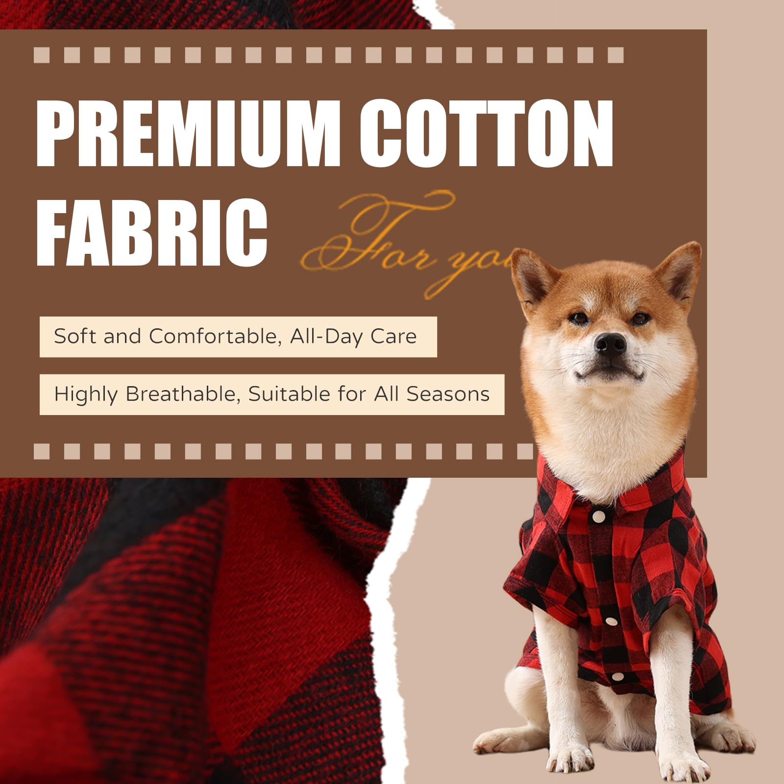 UUREED dog plaid shirt showcases stylish pattern to help your pet stand out.