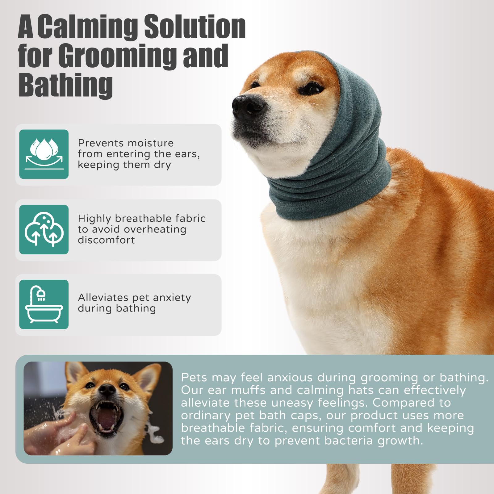 UUREED noise protection dog muffs shielding ears in a noisy environment.