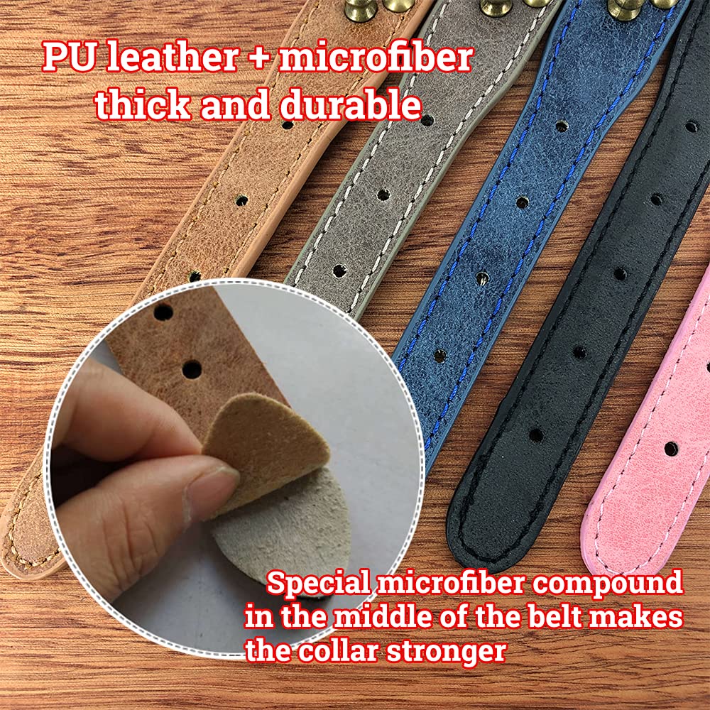 UVONOKAY durable d-ring and antique copper rivets shown on brown collar.