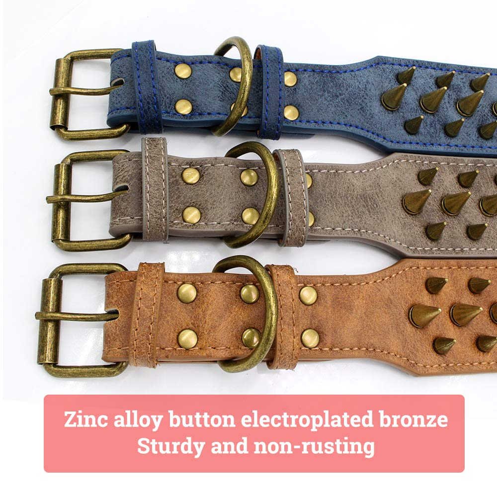 UVONOKAY Heavy-duty D-ring on brown L collar enables secure leash attachment
