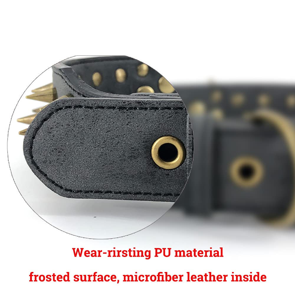 UVONOKAY Spike detail on black collar conveys rugged outdoor-ready appearance.