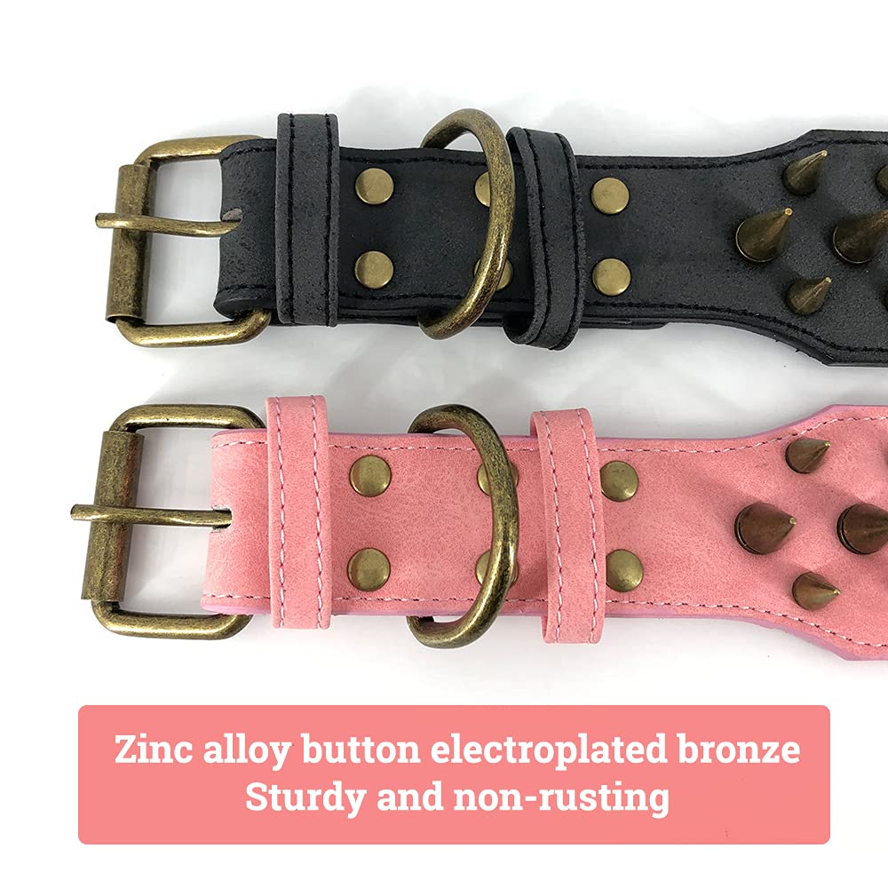 UVONOKAY Collar spikes close-up demonstrates anti-bite styling with bold protection.