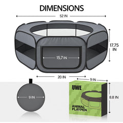 UWE XL playpen entry side panel shows easy access for pets and owners