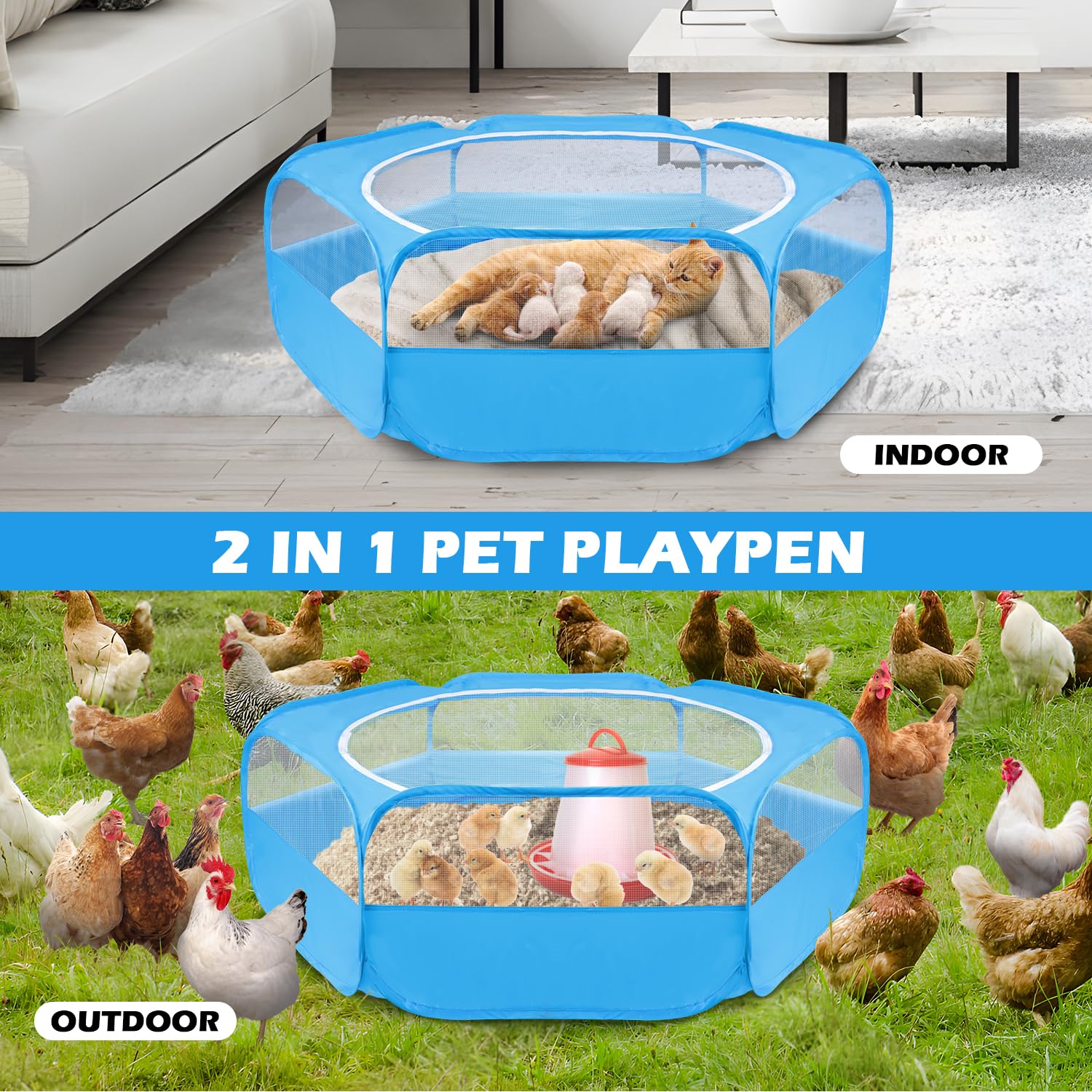 UWE Small Animal Playpen folds up quickly for portable transport