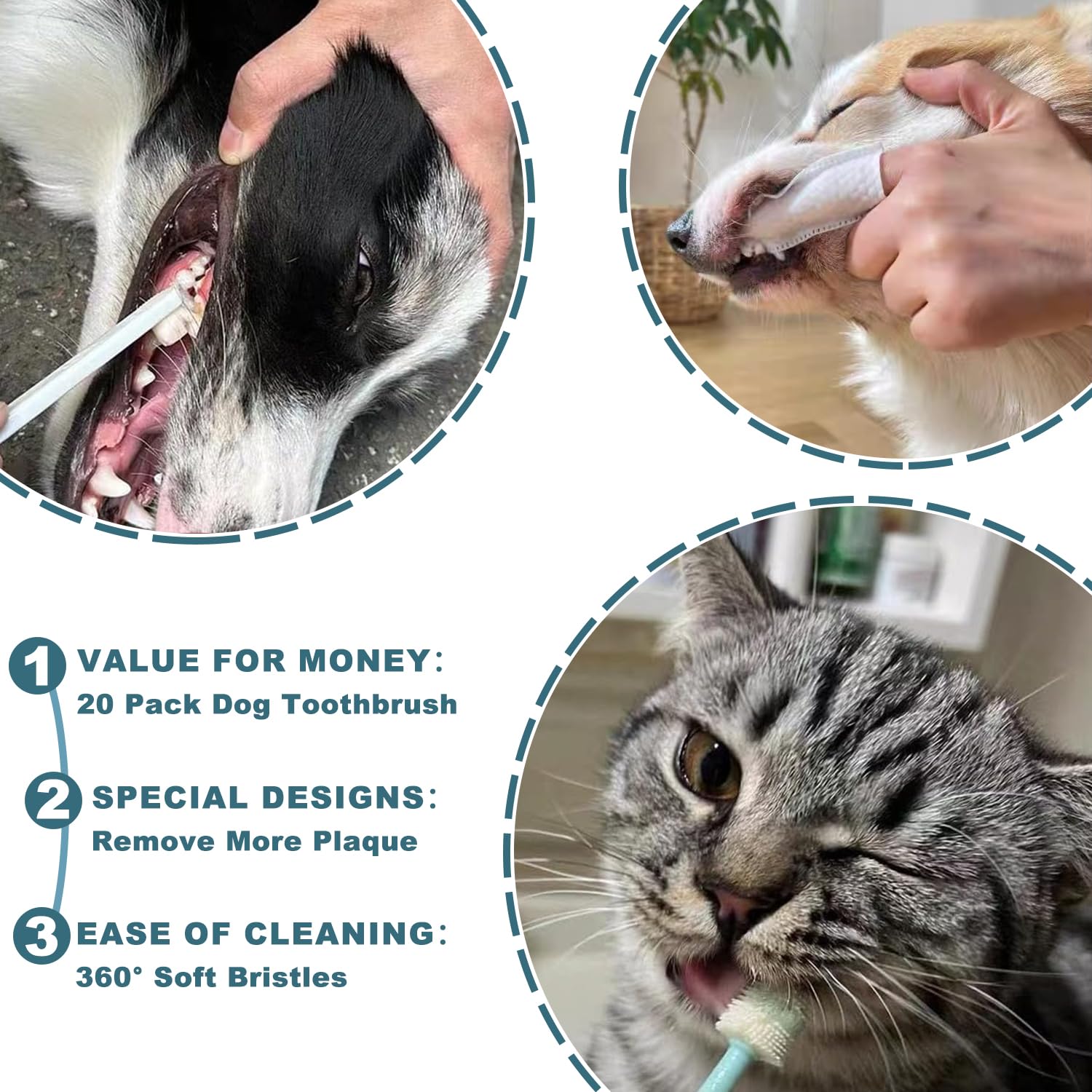 uyiixoxo dog toothbrush kit 20-pack heads for ongoing replacement and hygiene.