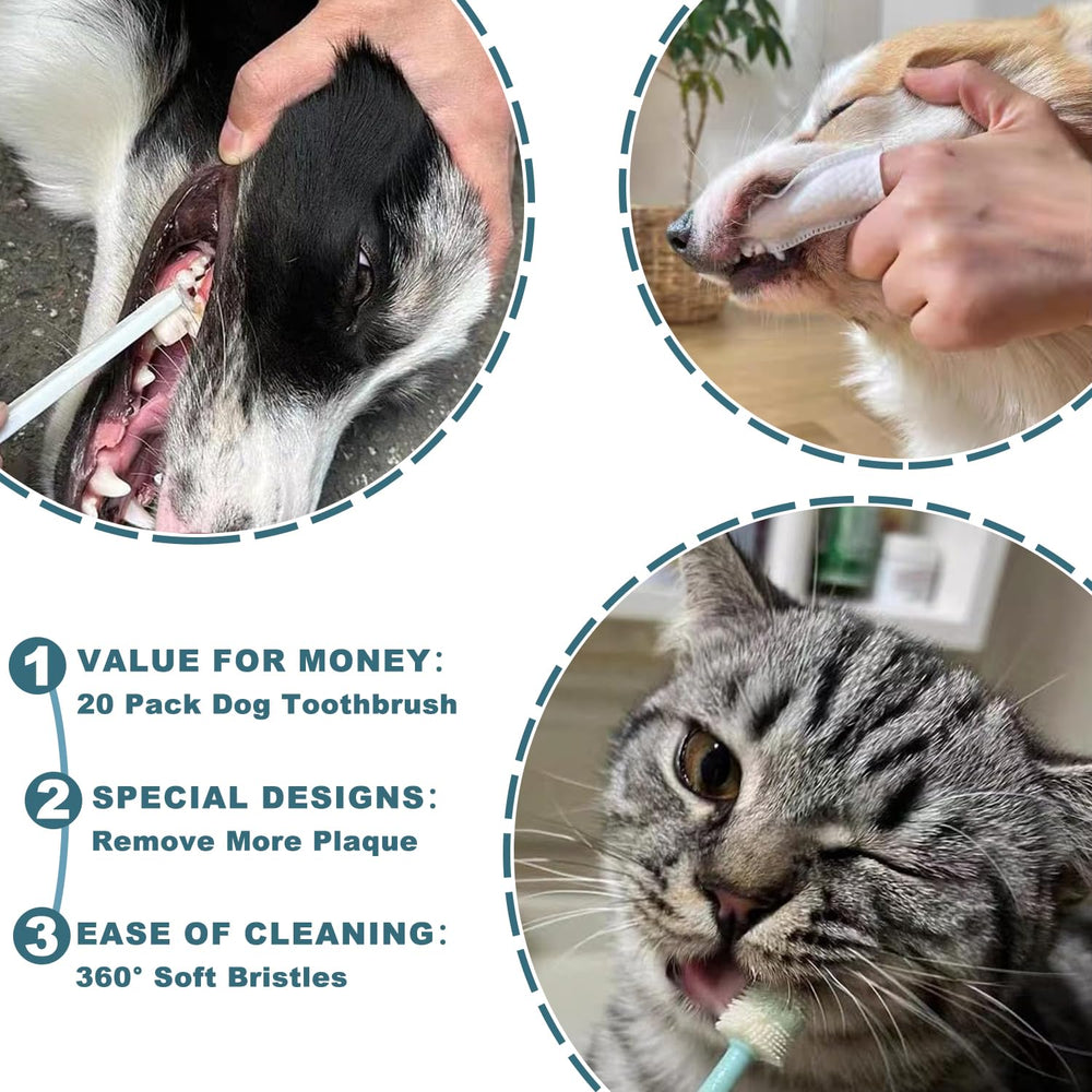 uyiixoxo dog toothbrush kit 20-pack heads for ongoing replacement and hygiene.