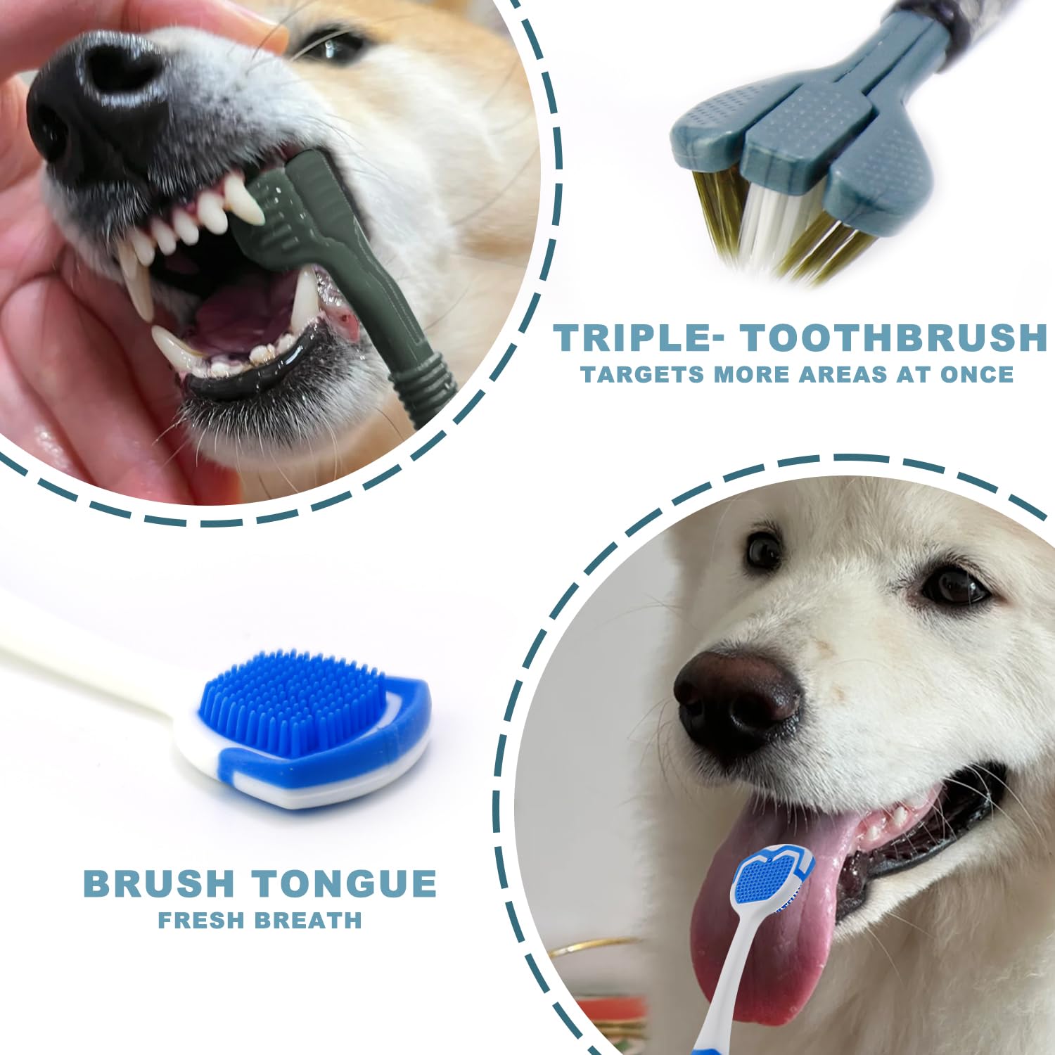 uyiixoxo dog toothbrush kit gentle bristles for stress-free brushing and gum massage.
