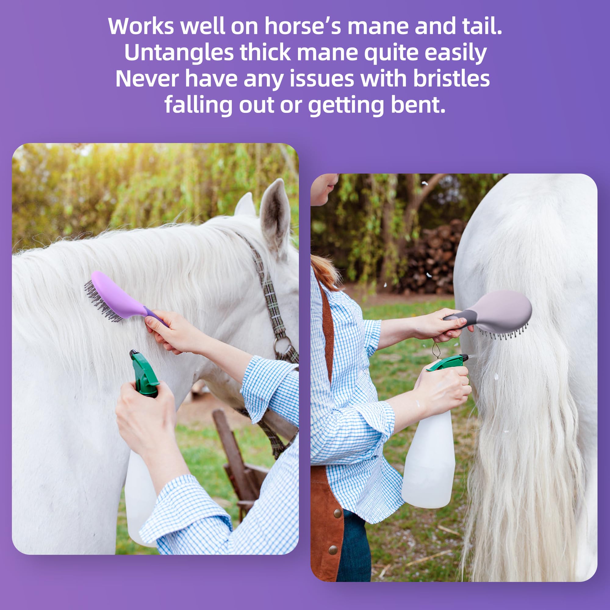 UYLKM equine mane tail comb non slip silicone handle for secure grip