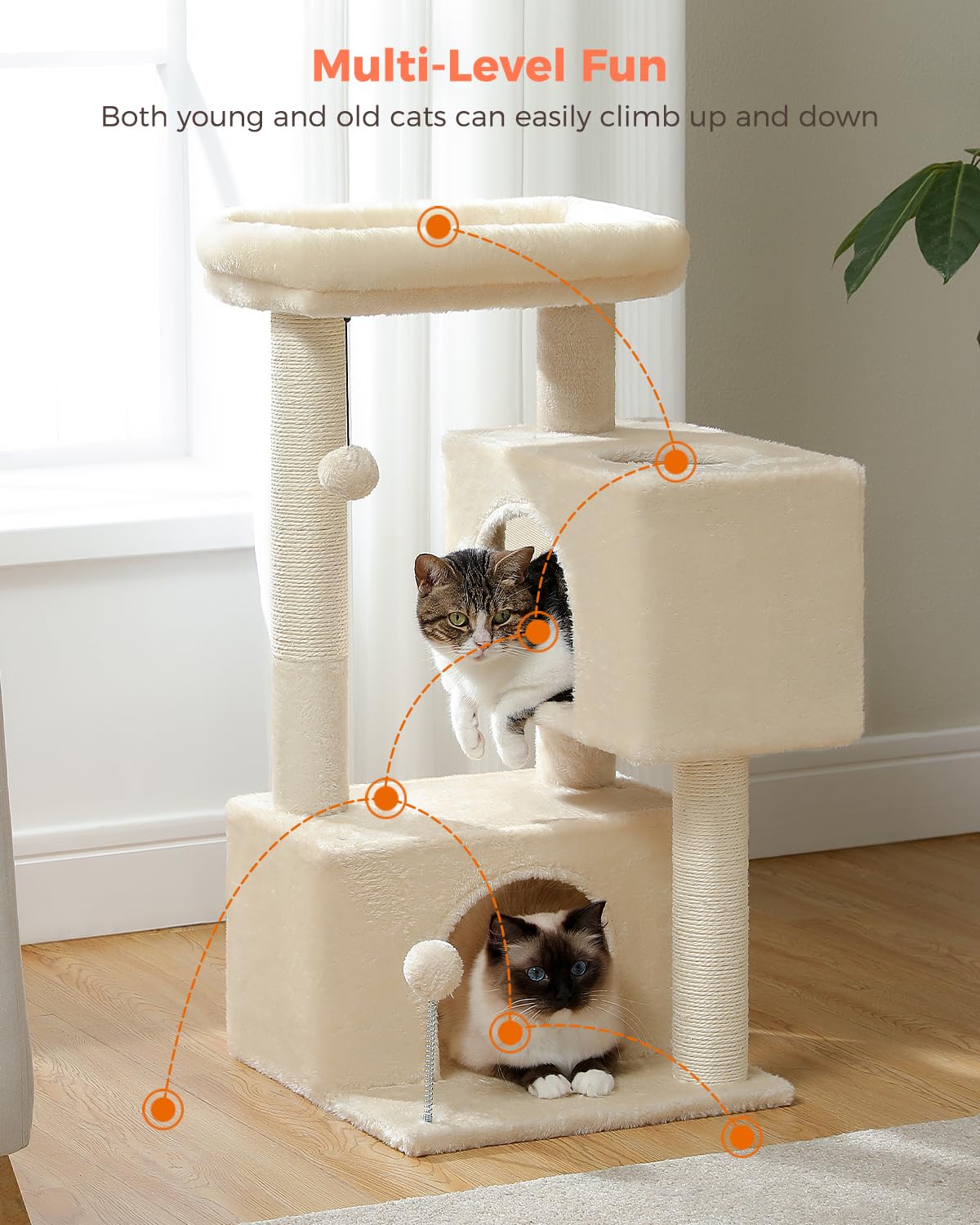 UYMI 32 cat tree beige finish blends with home décor