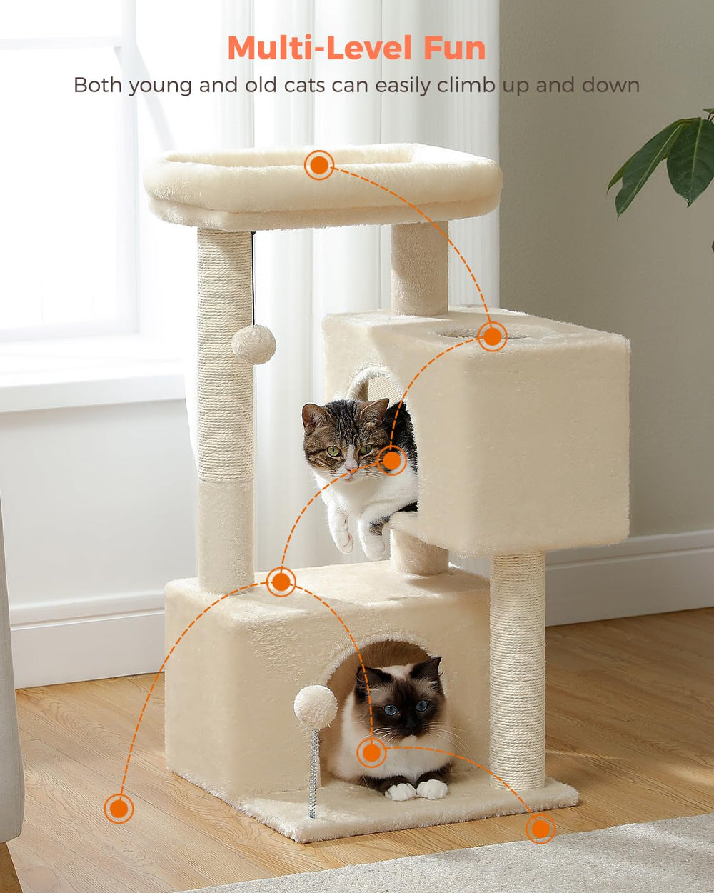 UYMI 32 cat tree beige finish blends with home décor