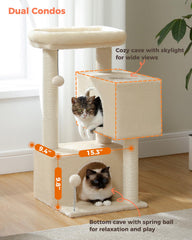 UYMI 32 cat tree dangling pompons for interactive play