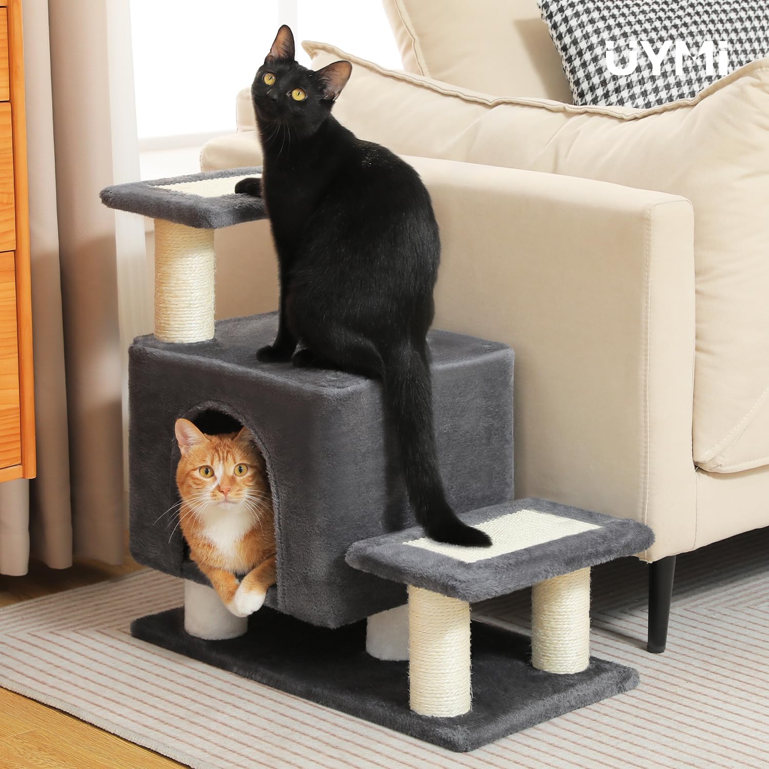 UYMI 3-in-1 stairs tall cat tower for climbing and play.