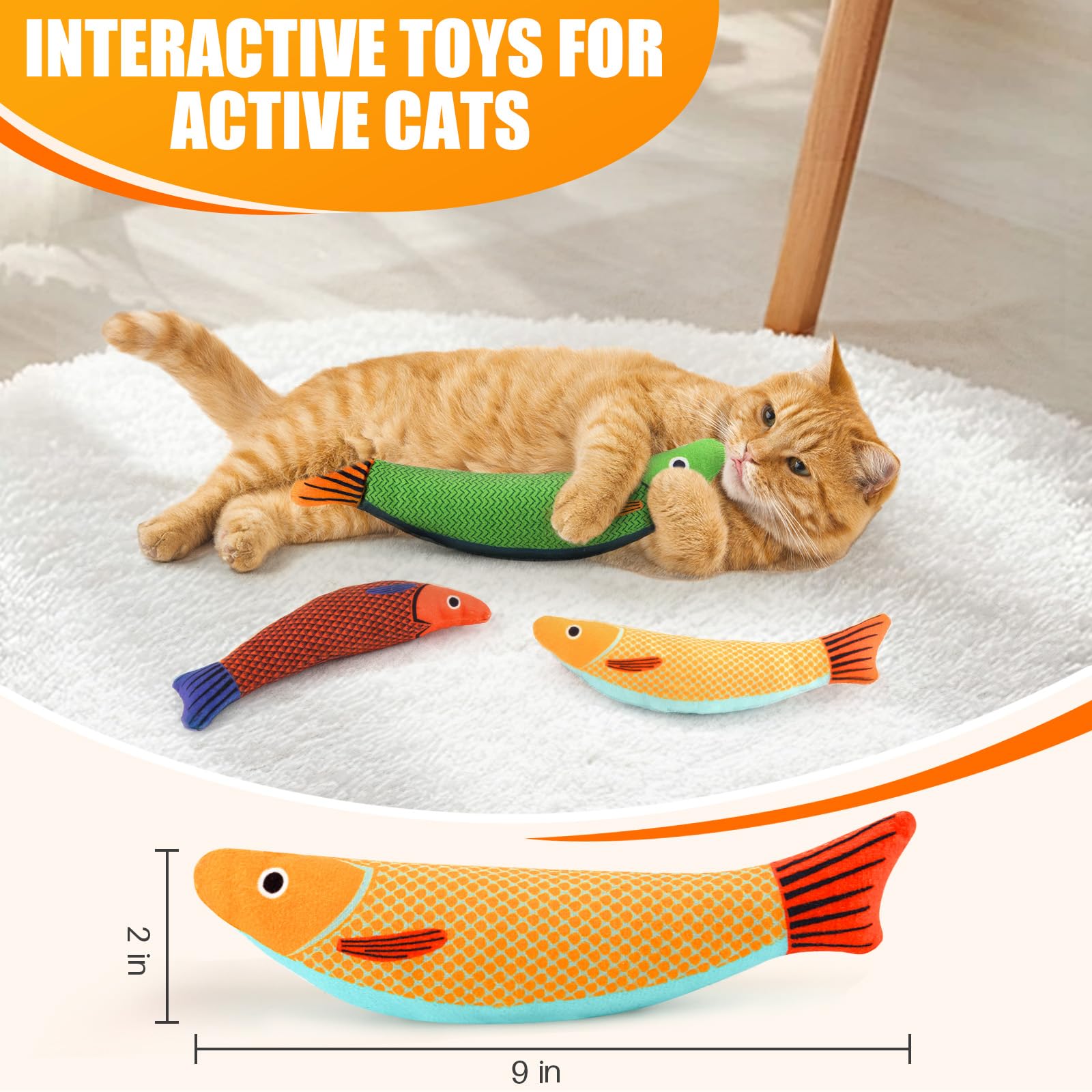 UZIPIN cat toys 4-pack crinkle plush toy provides tactile fun and audible curiosity.