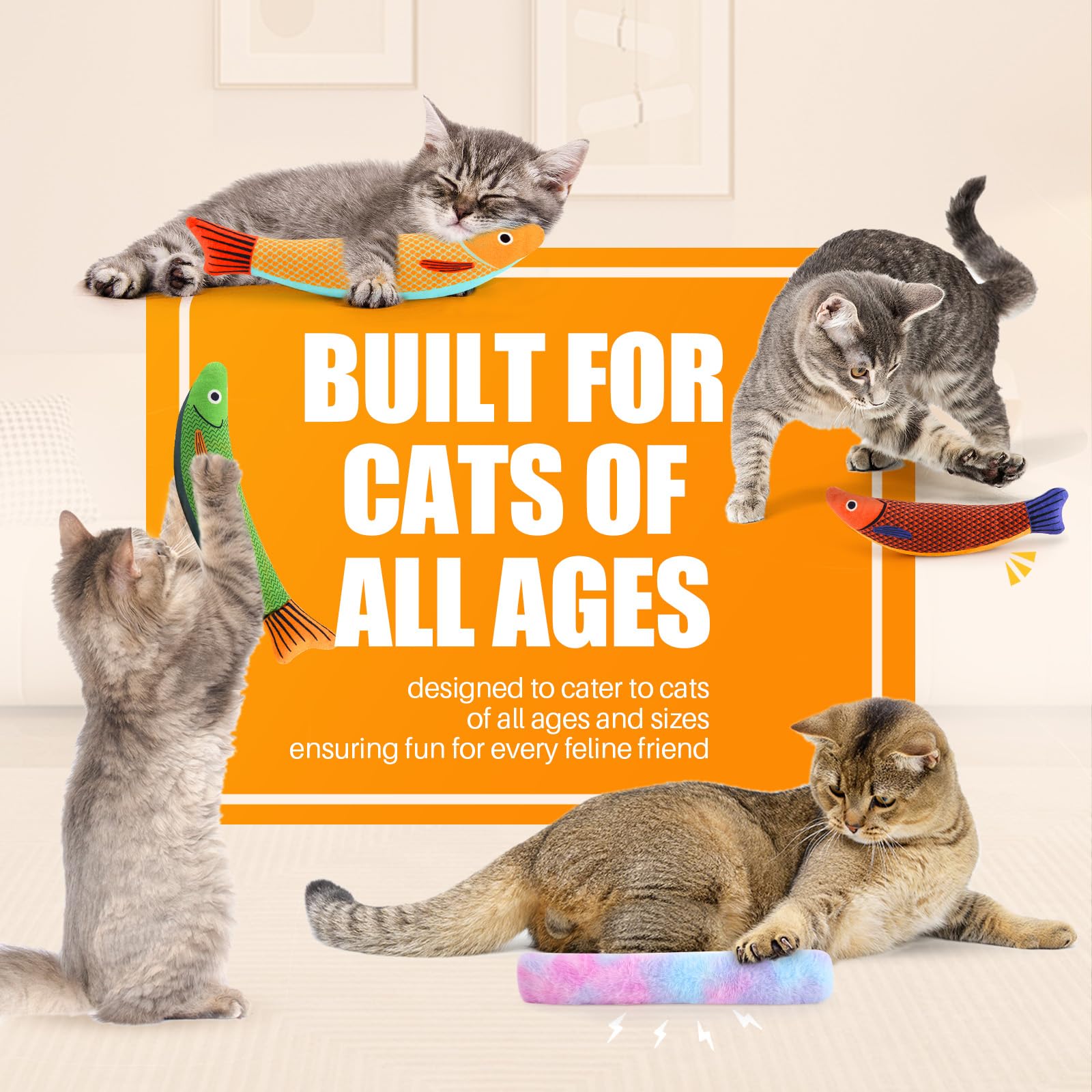 UZIPIN cat toys 4-pack lightweight bat-and-chase toy for easy tossing.