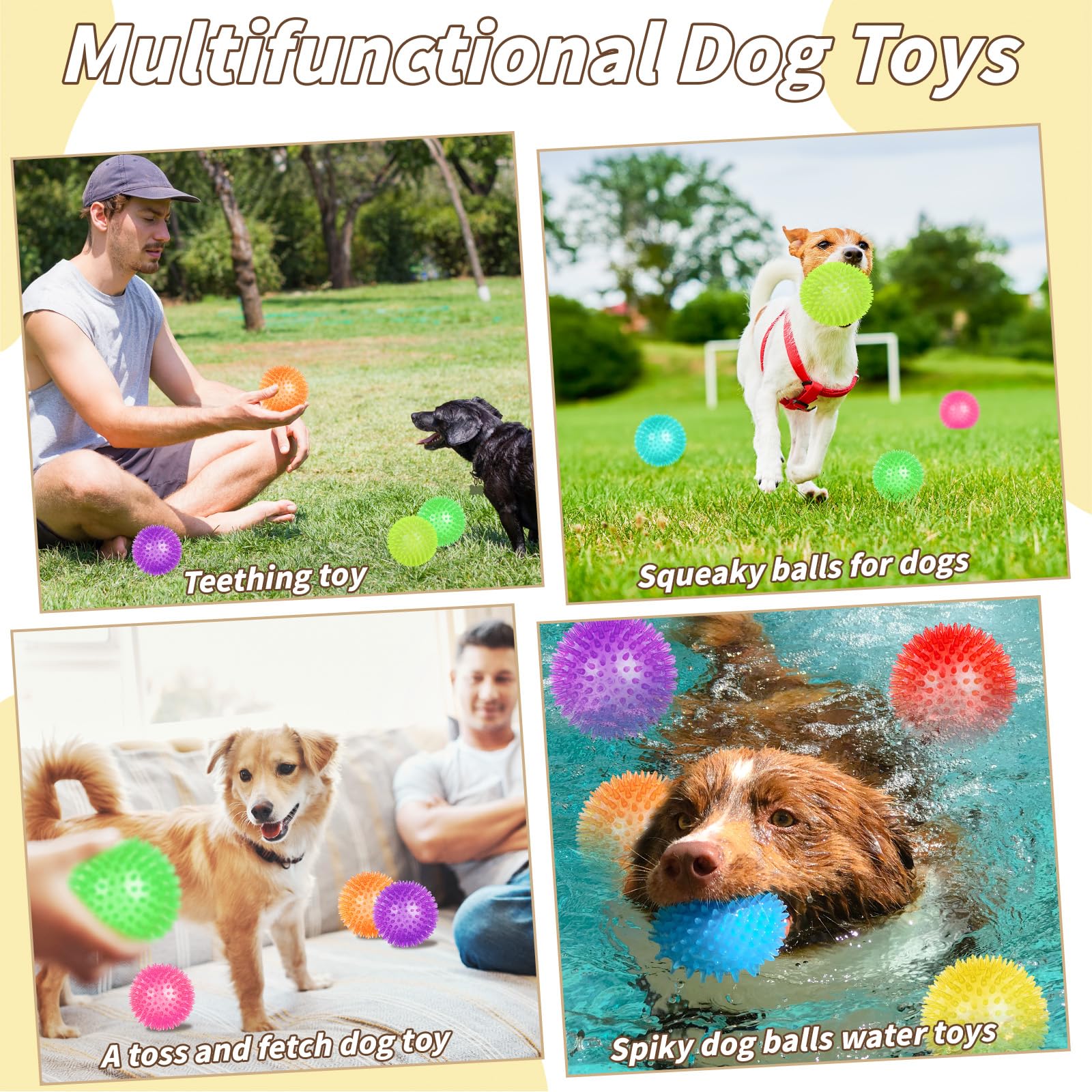 UZLU durable squeaky ball with irregular bounce stimulates chasing and interactive play.