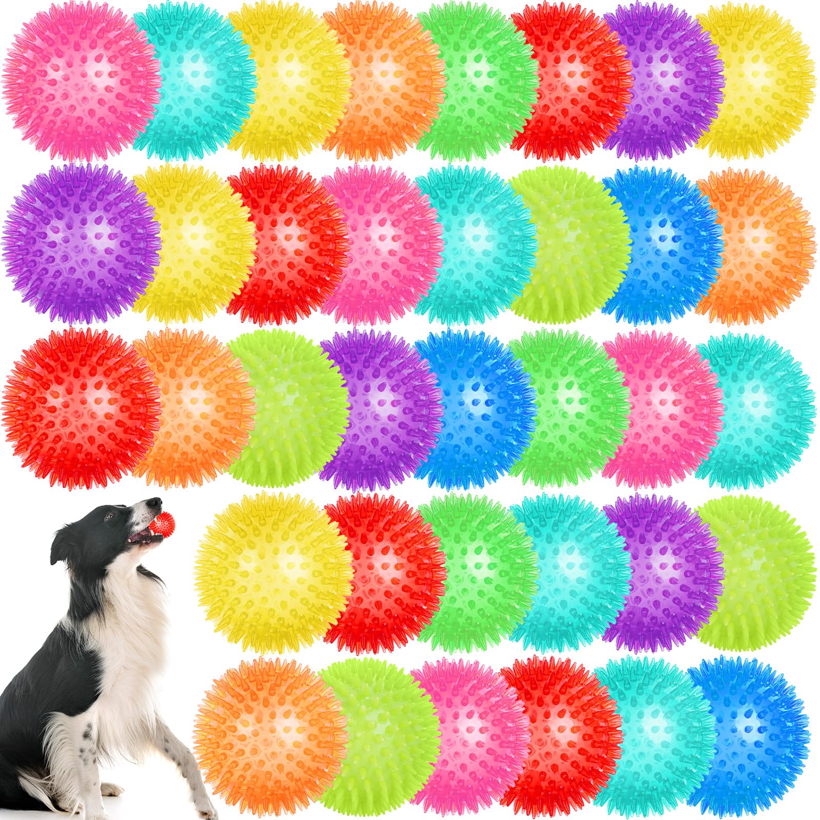 UZLU squeaky dog balls in a bright multi-color pack for fetch and play.