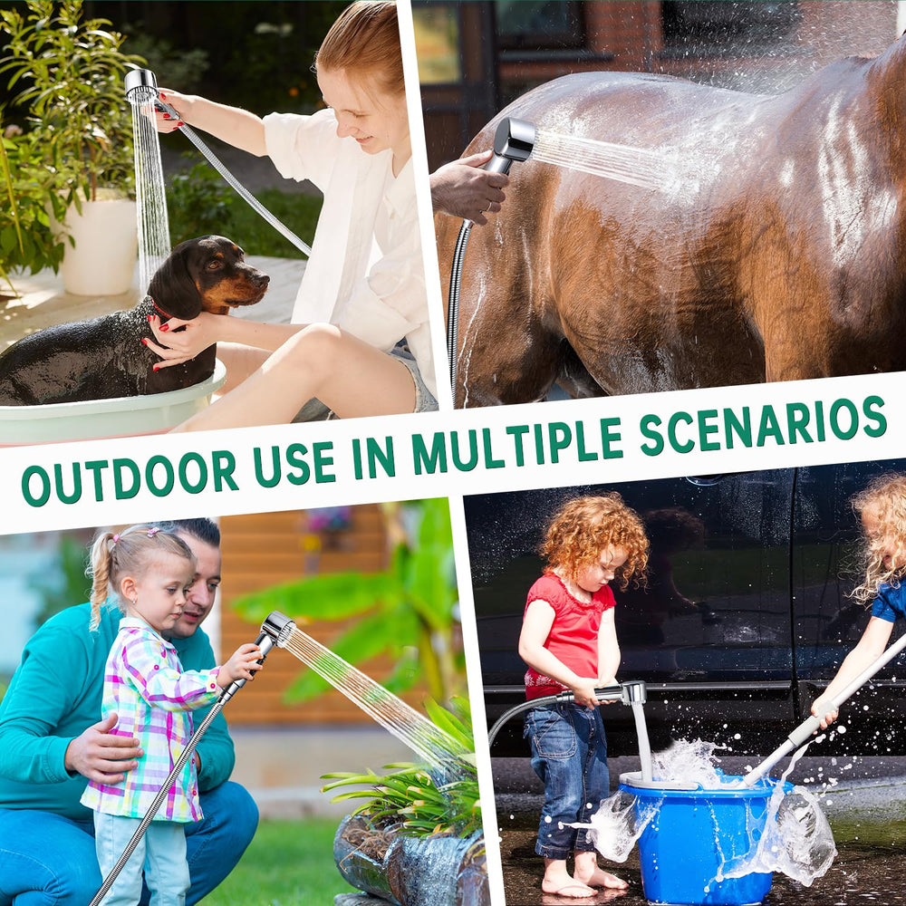 V-Frankness 100-inch stainless hose provides reach without tangling.