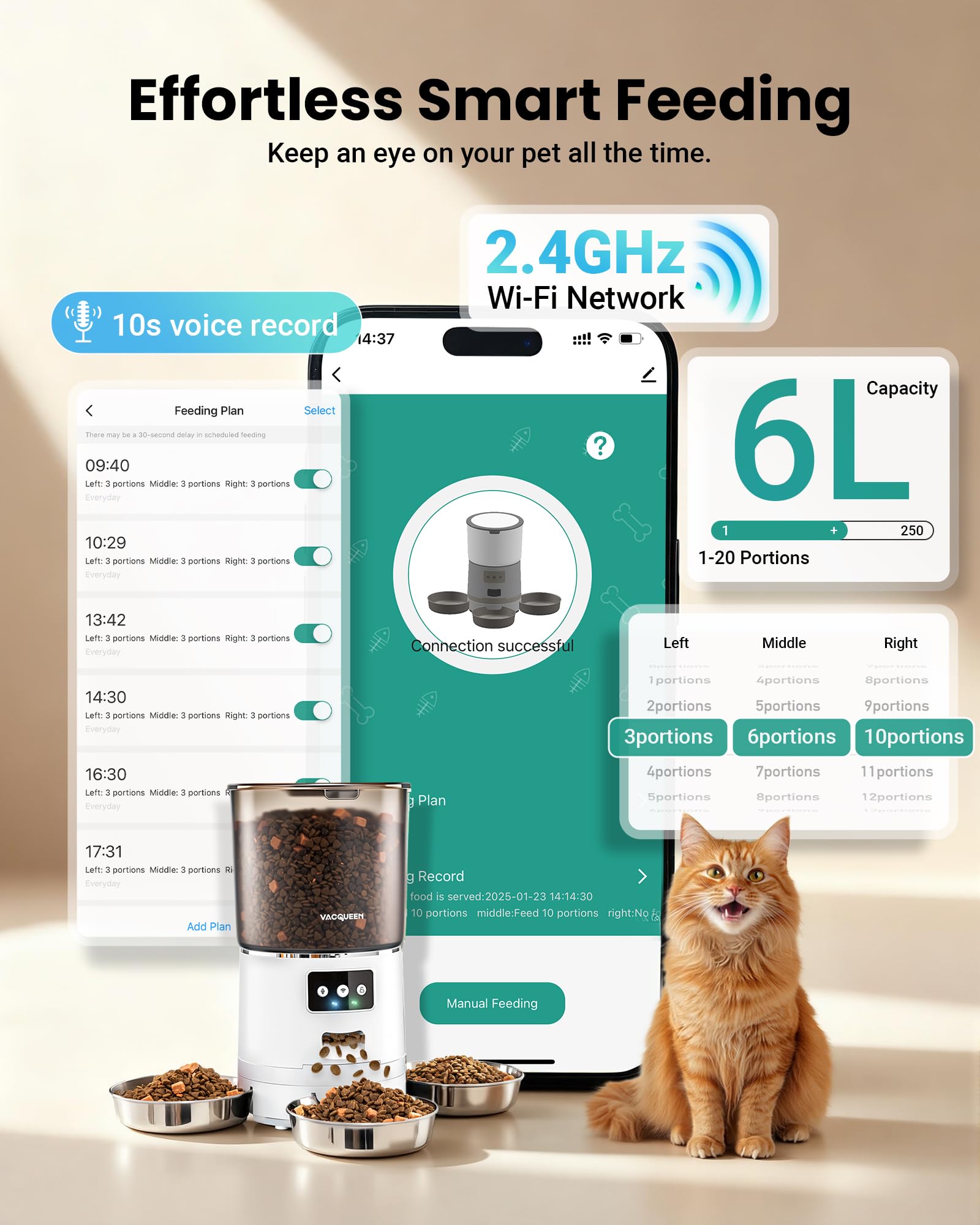 Vacqueen WiFi app control lets you schedule meals remotely
