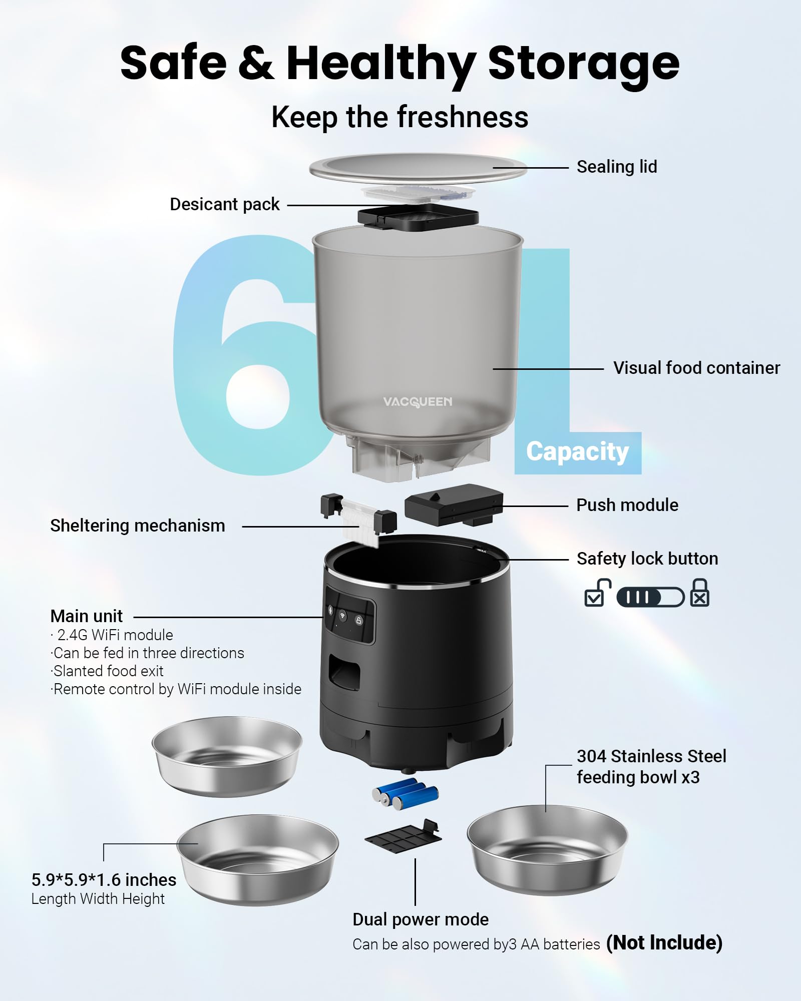 Vacqueen black front view showcasing sleek design