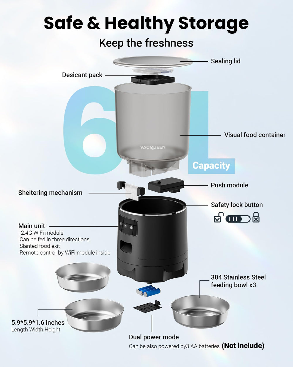 Vacqueen black front view showcasing sleek design