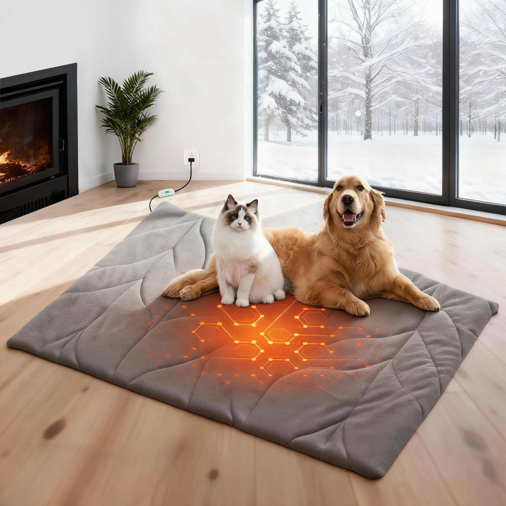 Vagascape dog heating pad cover closeup shows plush warmth for cozy pets
