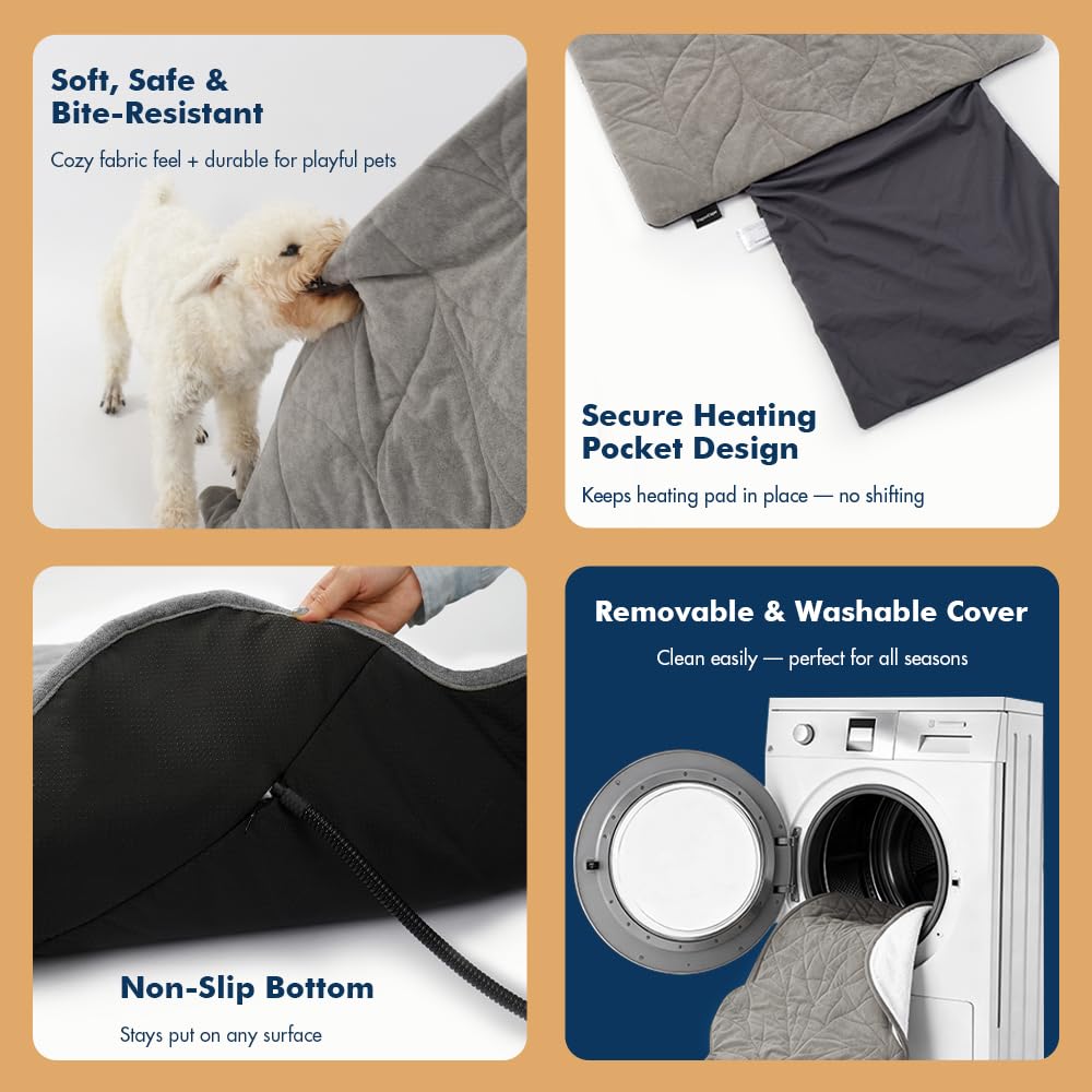 Vagascape dog heating pad internal pocket prevents pad movement for even warmth