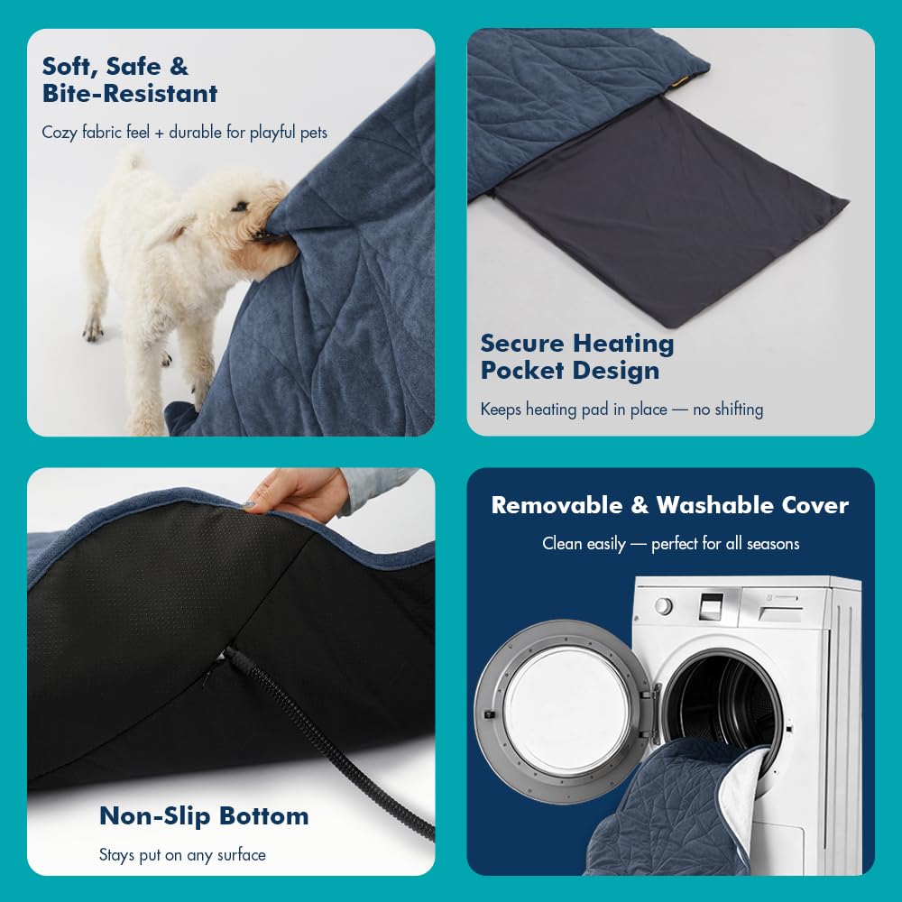 Vagascape dog heating pad waterproof build supports indoor and outdoor use.
