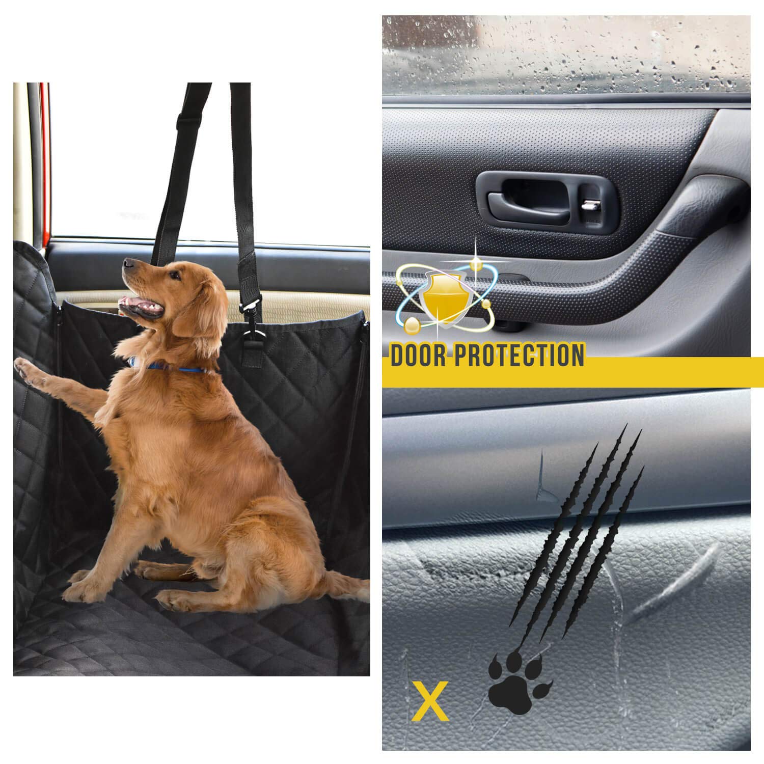 Vailge dog seat cover waterproof layer protects seats from spills and stains.