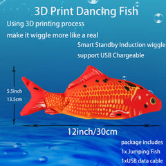 VAIZIQ flopping fish toy USB charging image highlights easy recharge for uninterrupted play