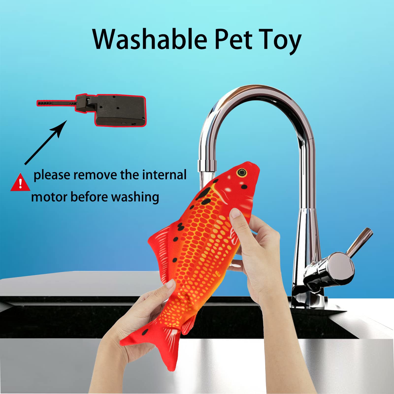 VAIZIQ flopping fish toy washable oxford fabric supports hygienic use during chew sessions